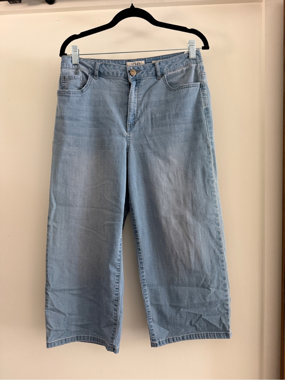 LOGO Cropped Light Blue Wide-Leg Jeans